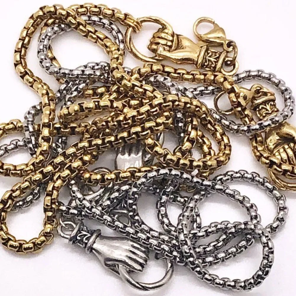 'Helping Hands' - Handmade Vintage Style Gold Box Link Mask Chain